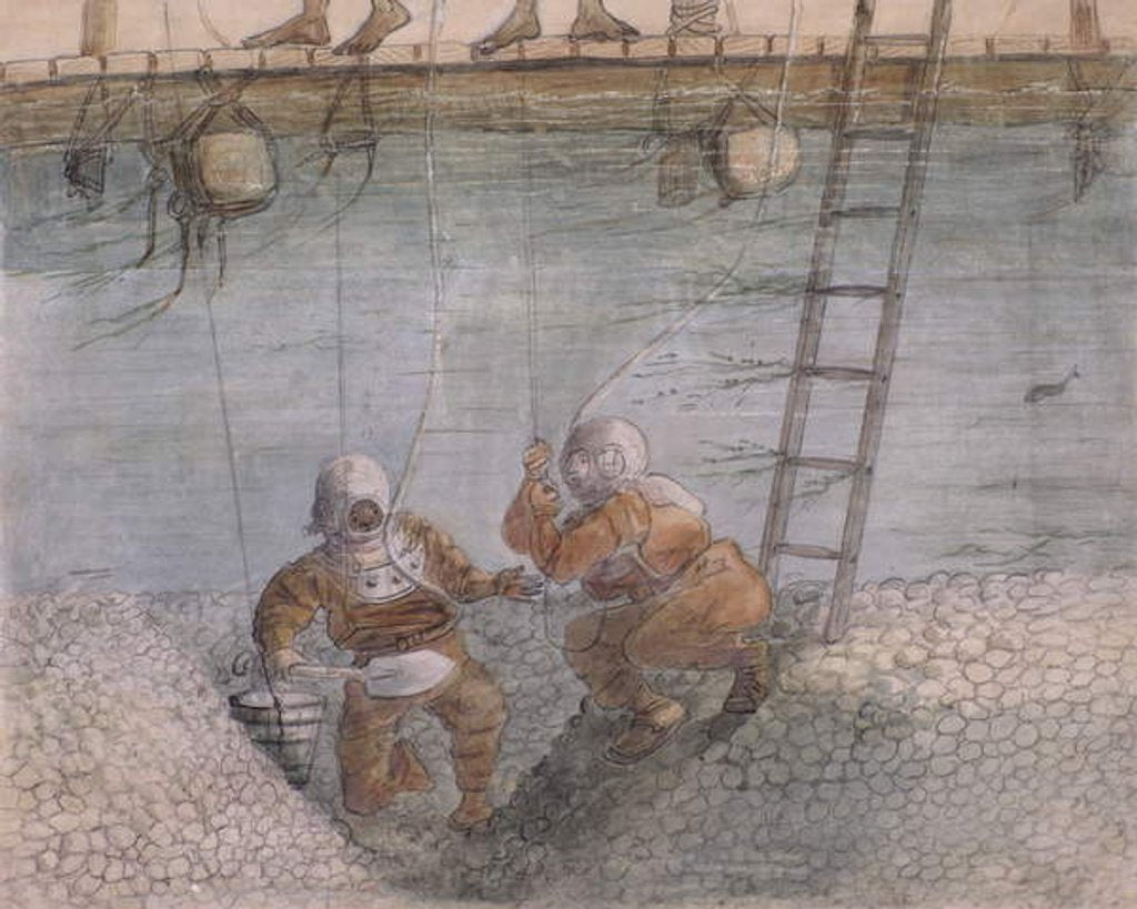 Detail of Diving for gold in the Ancobra River, 1878 by General E.W. Wray