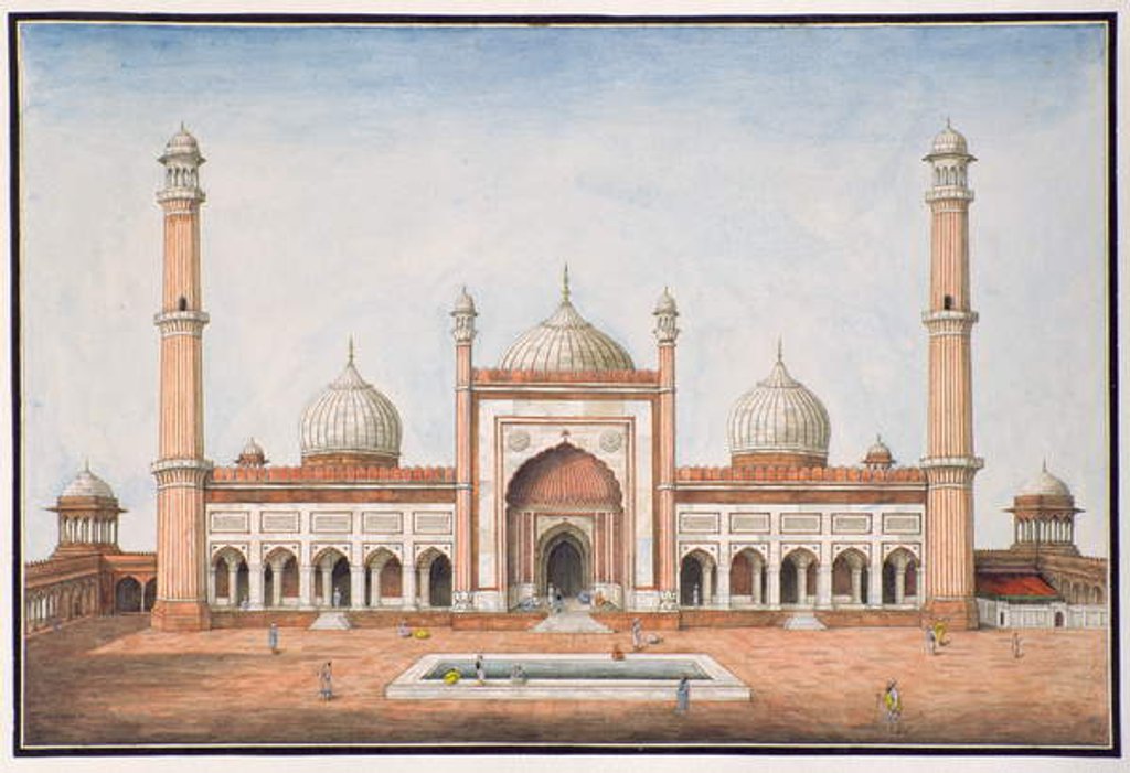 Detail of Jummah Musjeed, Delhi, c.1840 by Mazar or Mazhar Ali Khan