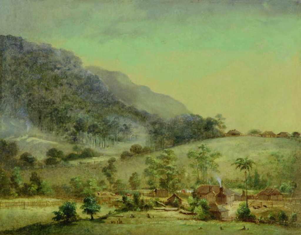 Detail of Homesteads, c.1850 by Australasian School