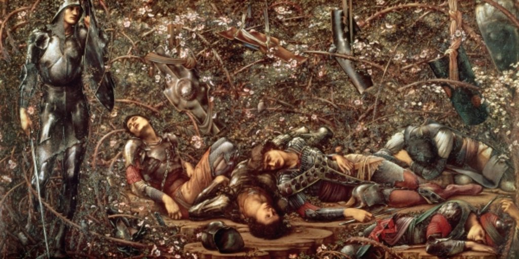 Detail of The Prince Enters the Briar Wood by Edward Coley Burne-Jones