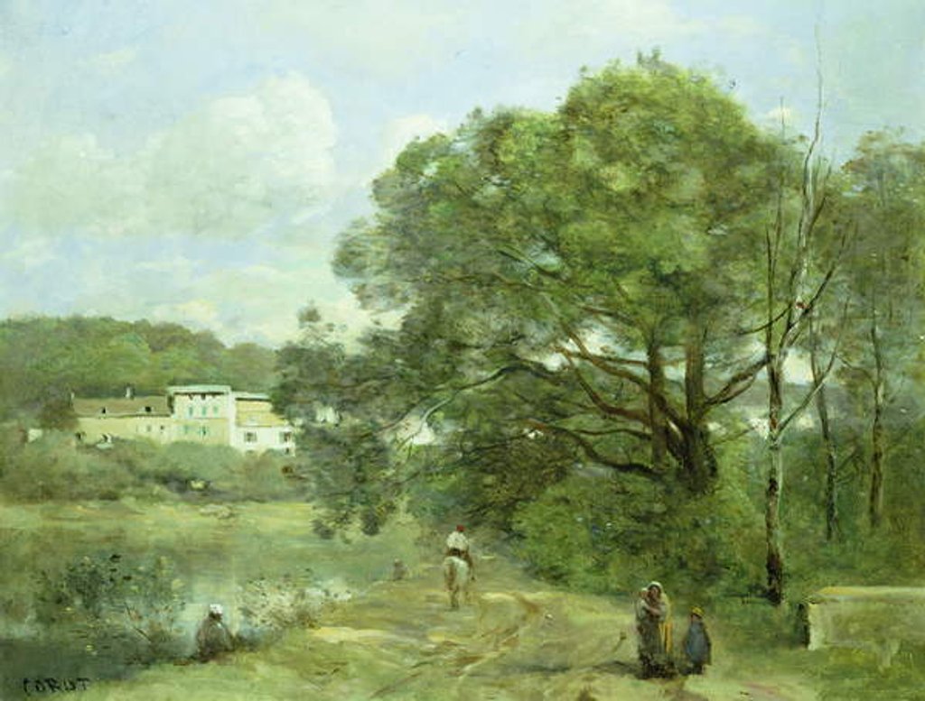 Detail of Ville d'Avray by Jean Baptiste Camille Corot