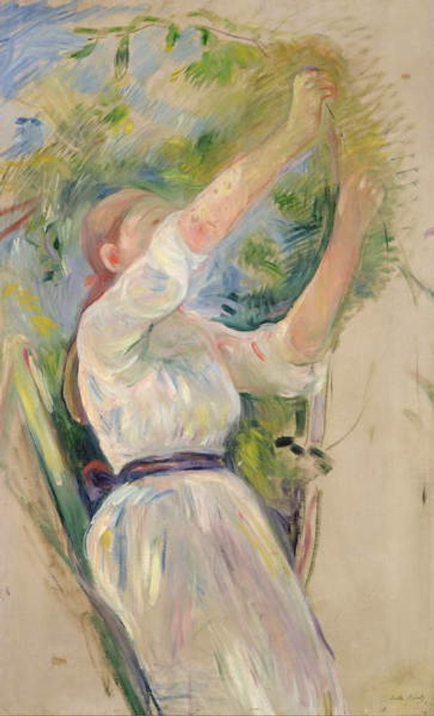 Detail of Girl gathering cherries, 1891 by Berthe Morisot