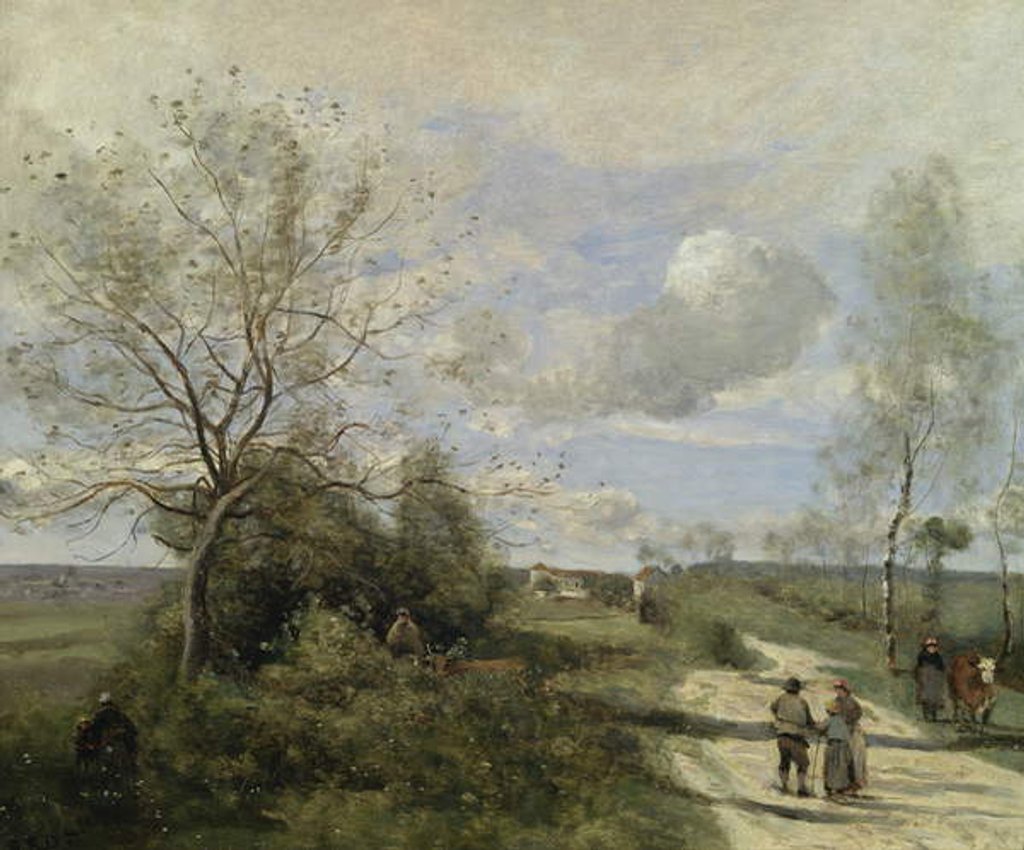 Detail of Saintry, near Corbeil, the white road by Jean Baptiste Camille Corot