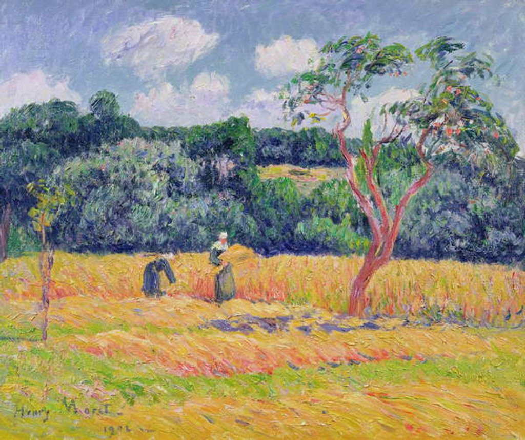 Detail of Figures harvesting a wheat field by Henry Moret
