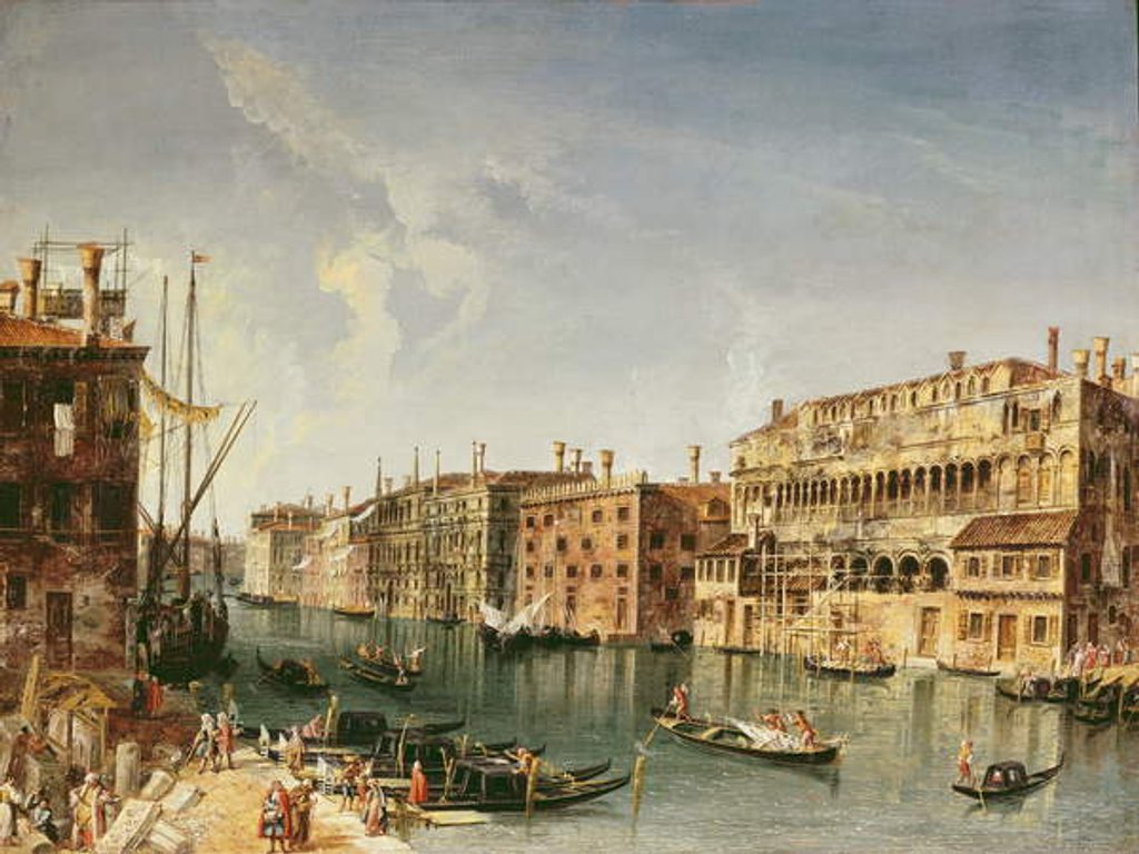 Detail of Venice, Grand Canal and the Fondaco dei Turchi by Michele Marieschi