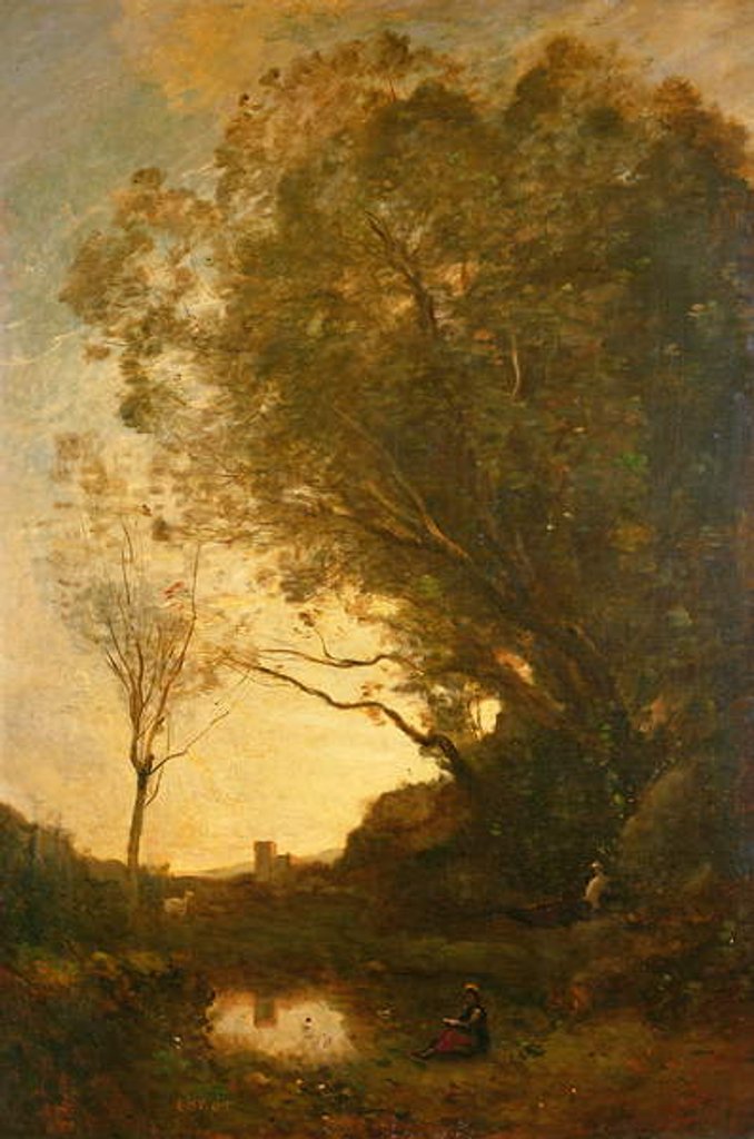 Detail of The Evening by Jean Baptiste Camille Corot