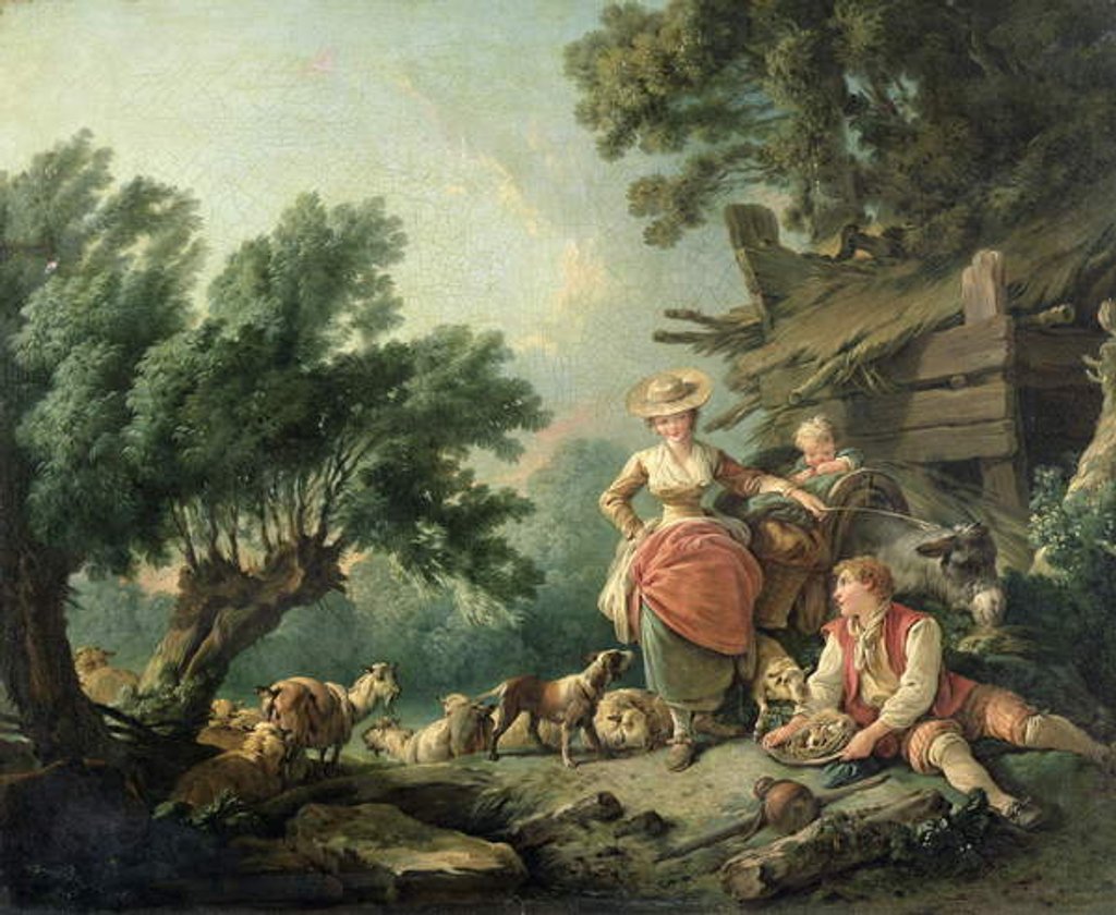 Detail of Pastoral Scene by Jean-Baptiste Huet
