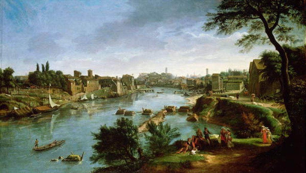 Detail of View of the River Tiber in Rome by Gaspar van Wittel