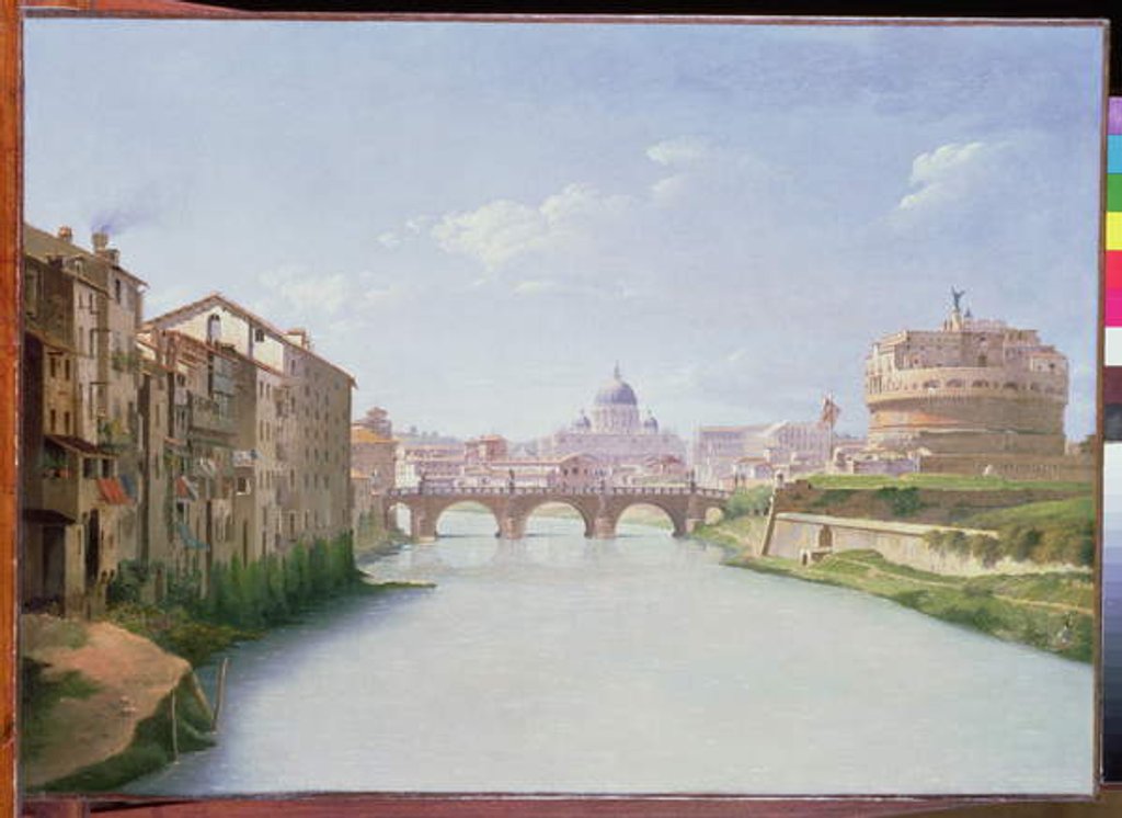 Detail of View of the Ponte and Castel Sant'Angelo in Rome by Christoffer-Wilhelm Eckersberg
