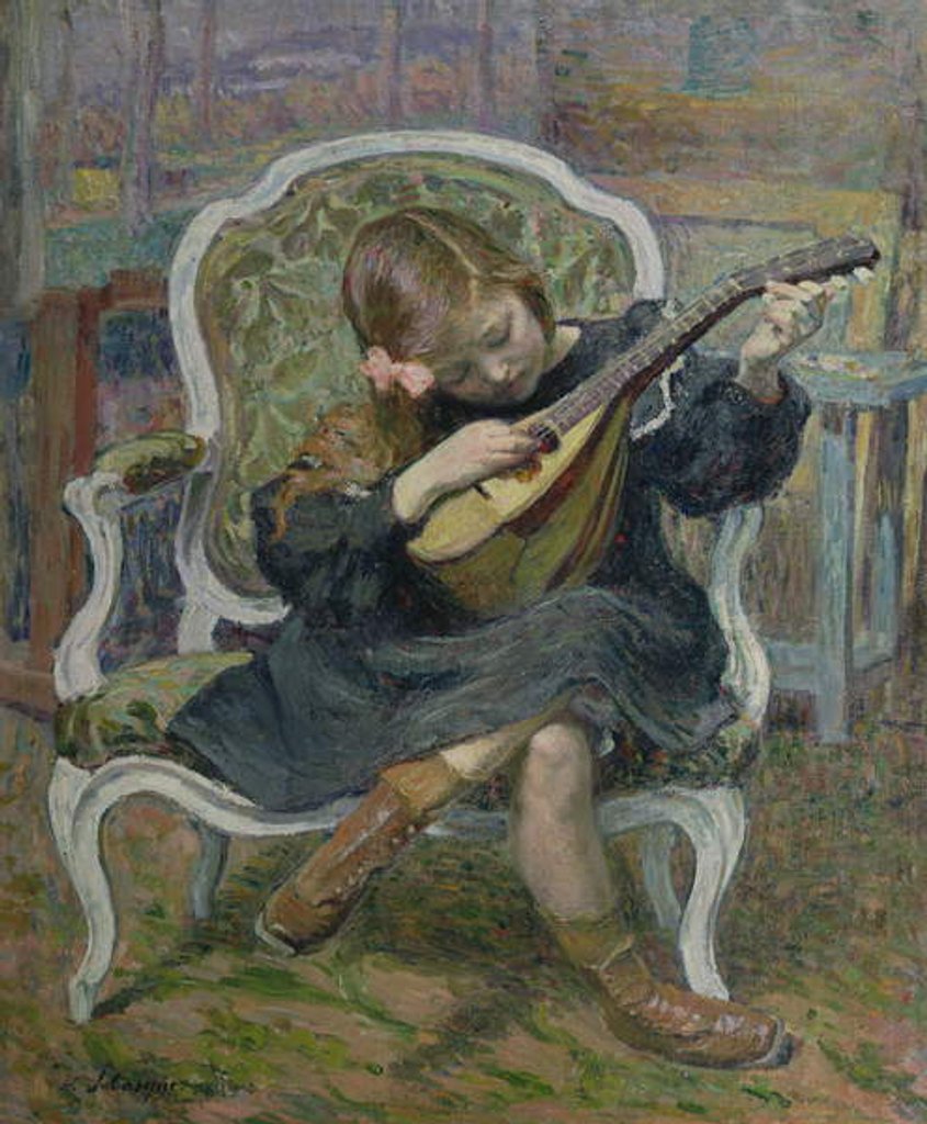 Detail of Girl Playing a Mandolin by Henri Lebasque