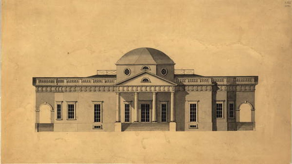 Detail of Monticello: 2nd version, recto, 1803 by Robert Mills