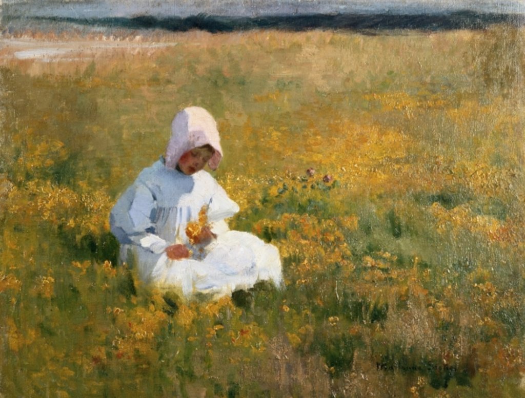 Detail of In a Field of Buttercups by Marianne Stokes