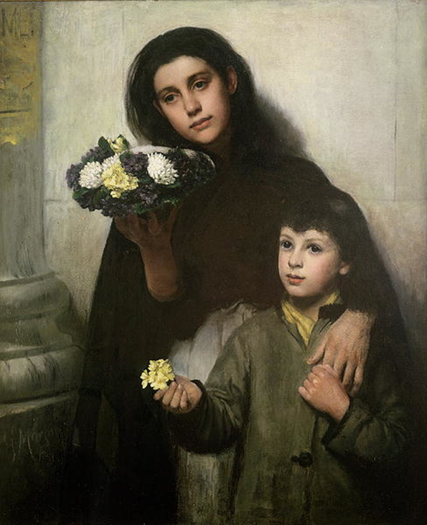 Detail of Buy a Bunch of Pretty Flowers?, 1883 by George Morton