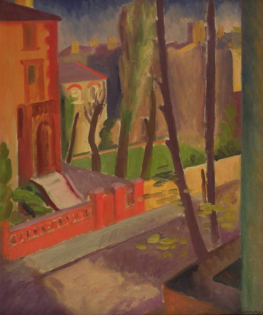 Detail of Tree-Lined Street by Bernard Meninsky
