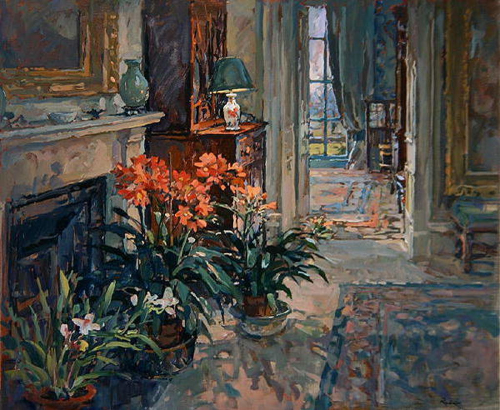 Detail of Clivia and Orchid by Susan Ryder