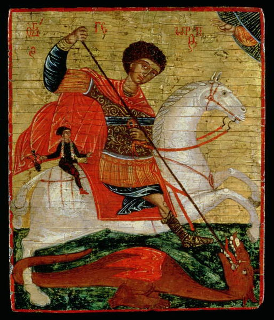 Detail of Icon of St. George and the Dragon by School Cretan