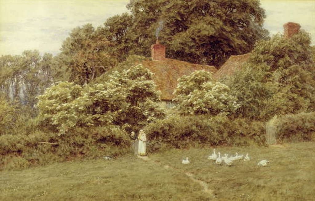 Detail of A Cottage at Farringford, Isle of Wight by Helen Allingham