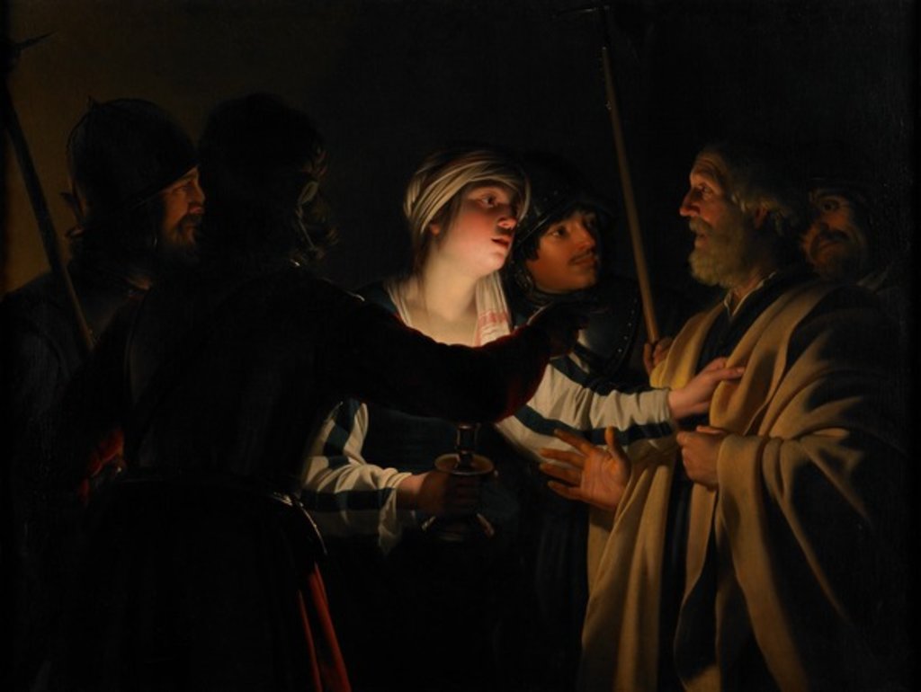 Detail of The Denial of St. Peter, c.1623 by Gerrit van Honthorst