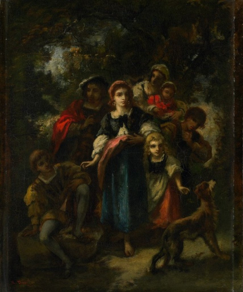 Detail of Children in a Wood by Narcisse Virgile Diaz de la Pena