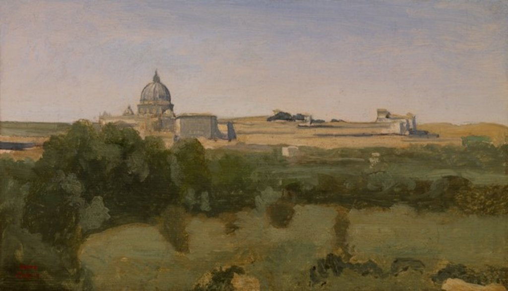 Detail of View of St. Peter's, Rome, 1826 by Jean Baptiste Camille Corot