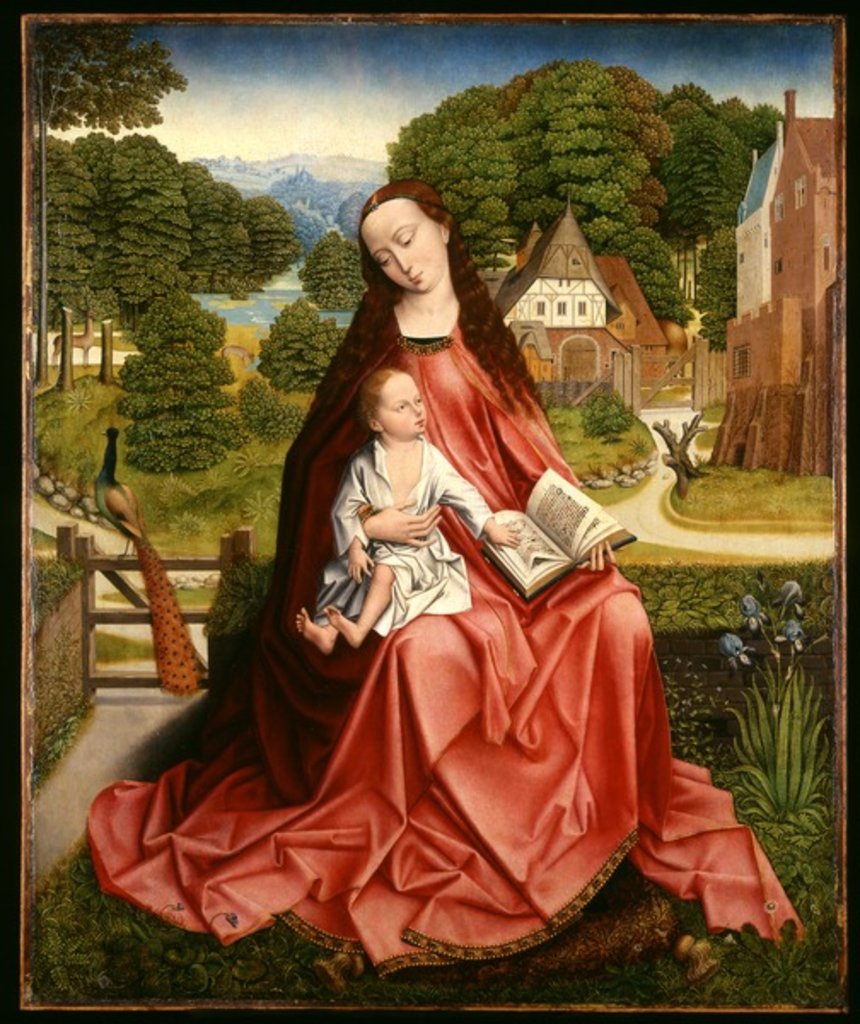 Detail of Virgin and Child in a Landscape, c.1492-98 by Master of the Embroidered Foliage