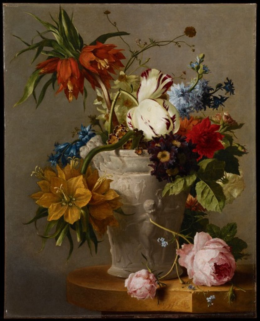 Detail of An Arrangement with Flowers, 19th century by Georgius Jacobus Johannes van Os