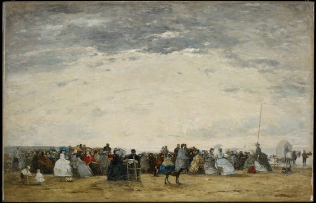 Detail of Vacationers on the Beach at Trouville, 1864 by Eugene Louis Boudin