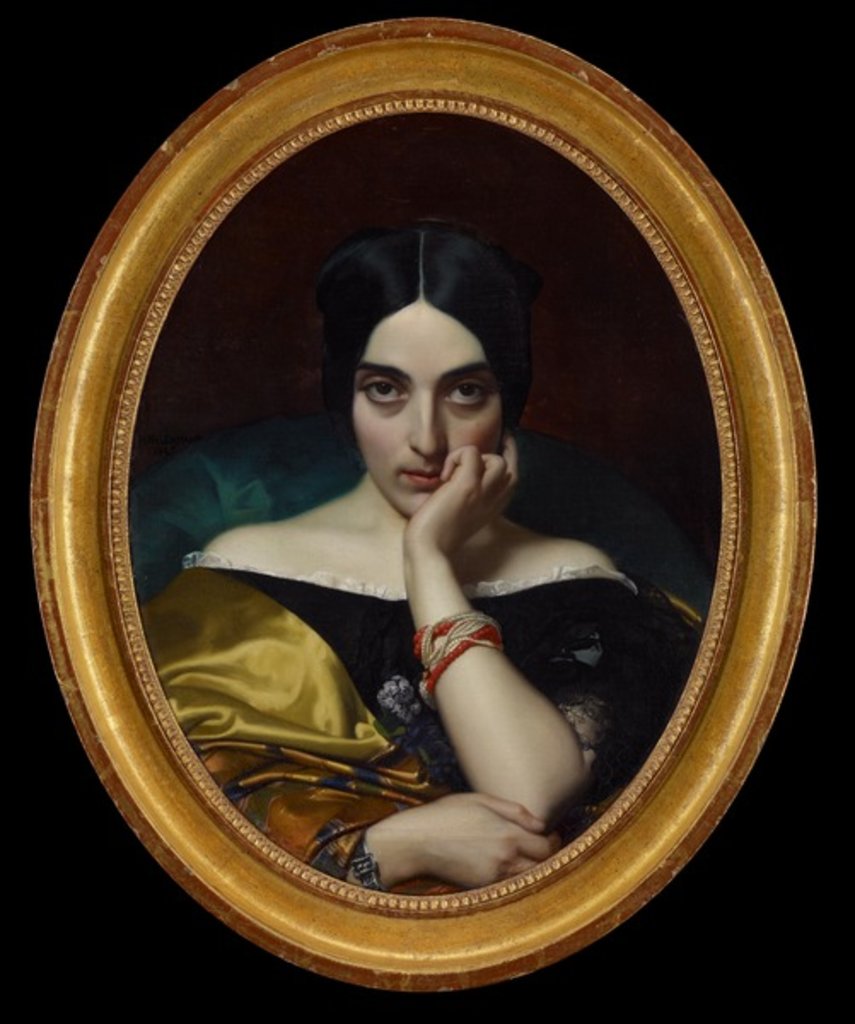 Detail of Portrait of Clémentine Karr, 1845 by Henri (1814-82) Lehmann