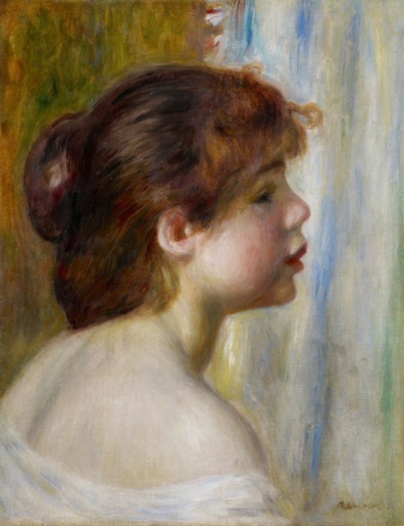 Detail of Head of a young woman, late 19th century by Pierre Auguste Renoir
