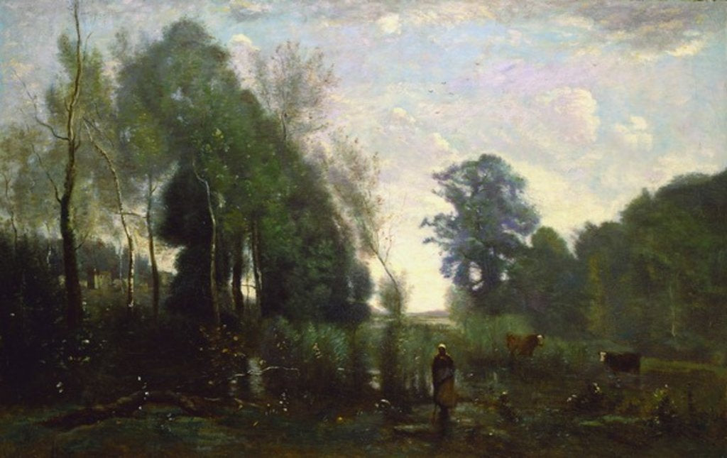 Detail of Misty Morning, c.1865 by Jean Baptiste Camille Corot