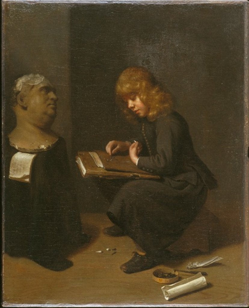 Detail of Boy Drawing before the Bust of a Roman Emperor, c.1661 by Michael Sweerts