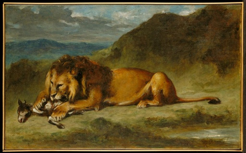 Detail of Lion Devouring a Goat, c.1850 by Eugene Delacroix