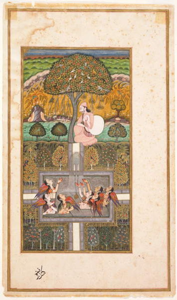 Detail of Raja Bikram and the Angels by Nusrati of Bijapur