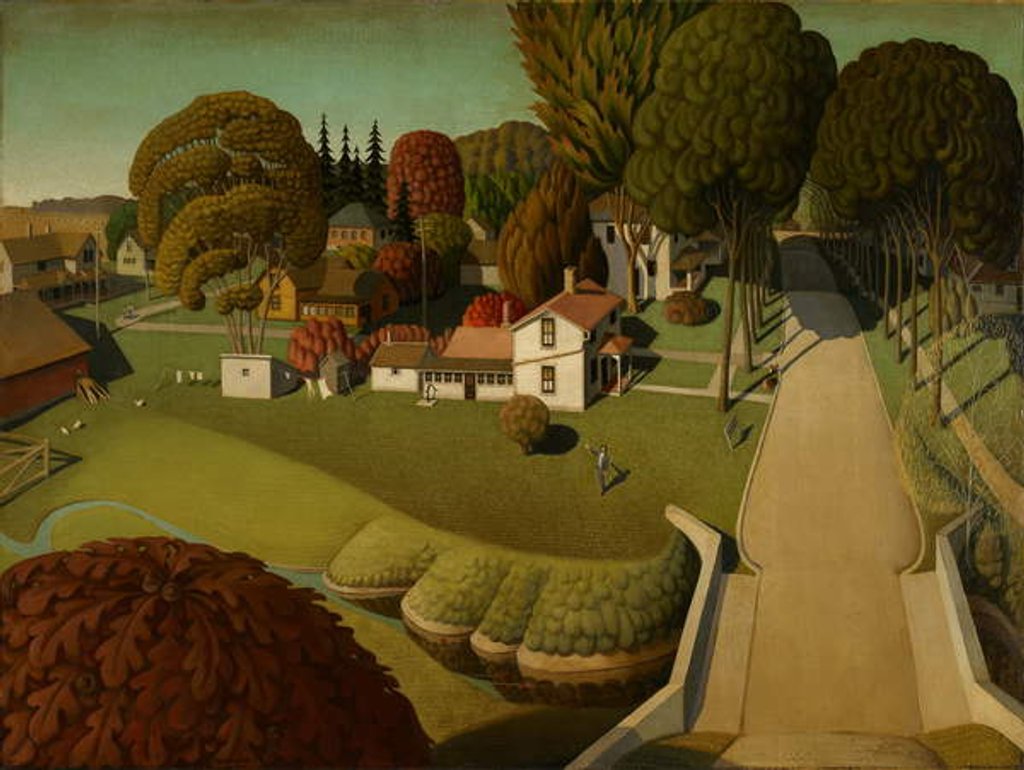 Detail of The Birthplace of Herbert Hoover, West Branch, Iowa, 1931 by Grant Wood