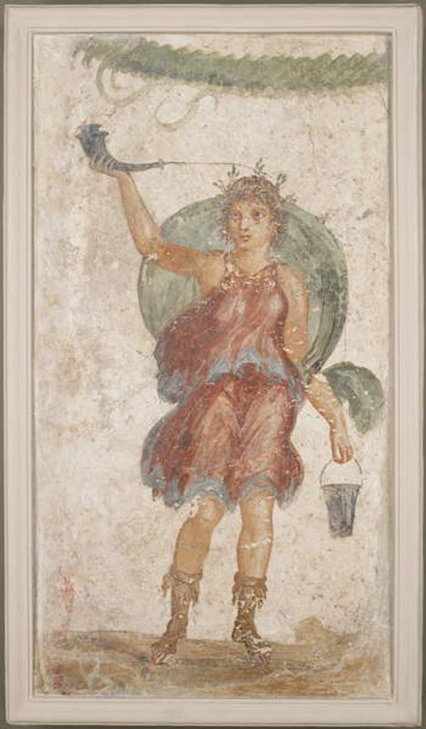Detail of Standing deity holding a horn and bucket, from Pompeii by Roman