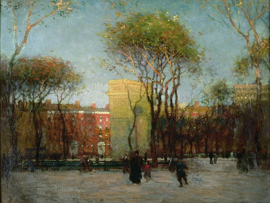 Detail of Washington Square, New York, c.1900 by Paul Cornoyer