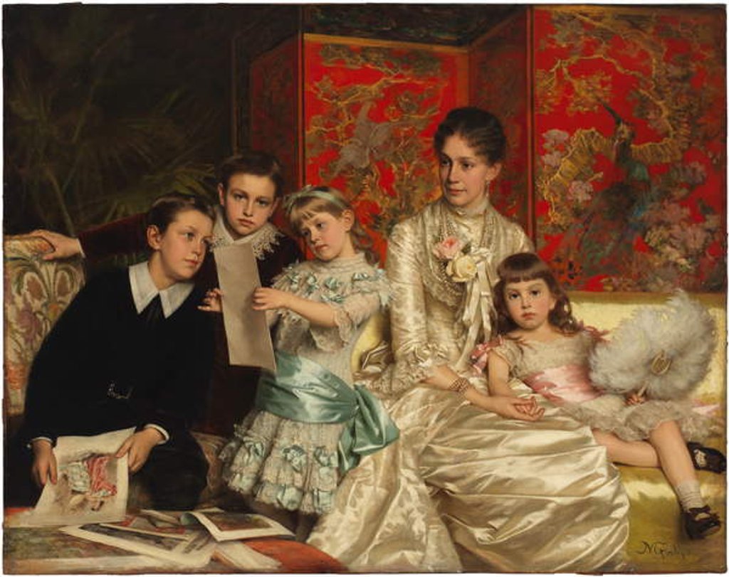 Detail of Family Group by Michele Gordigiani