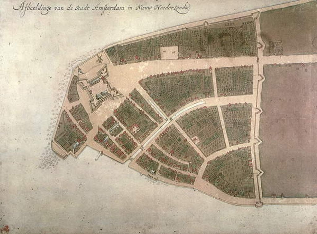 Detail of View of New Amsterdam, Costello Plan, 1660 by Jacques Cortelyou