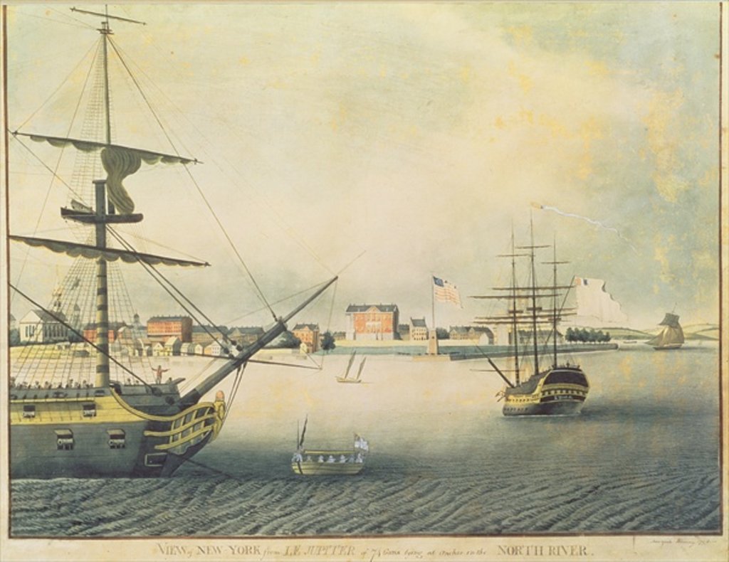 Detail of View of New York from 'Le Jupiter' of 74 Guns Lying at Anchor in the North River, 1794 by Archibald Robertson