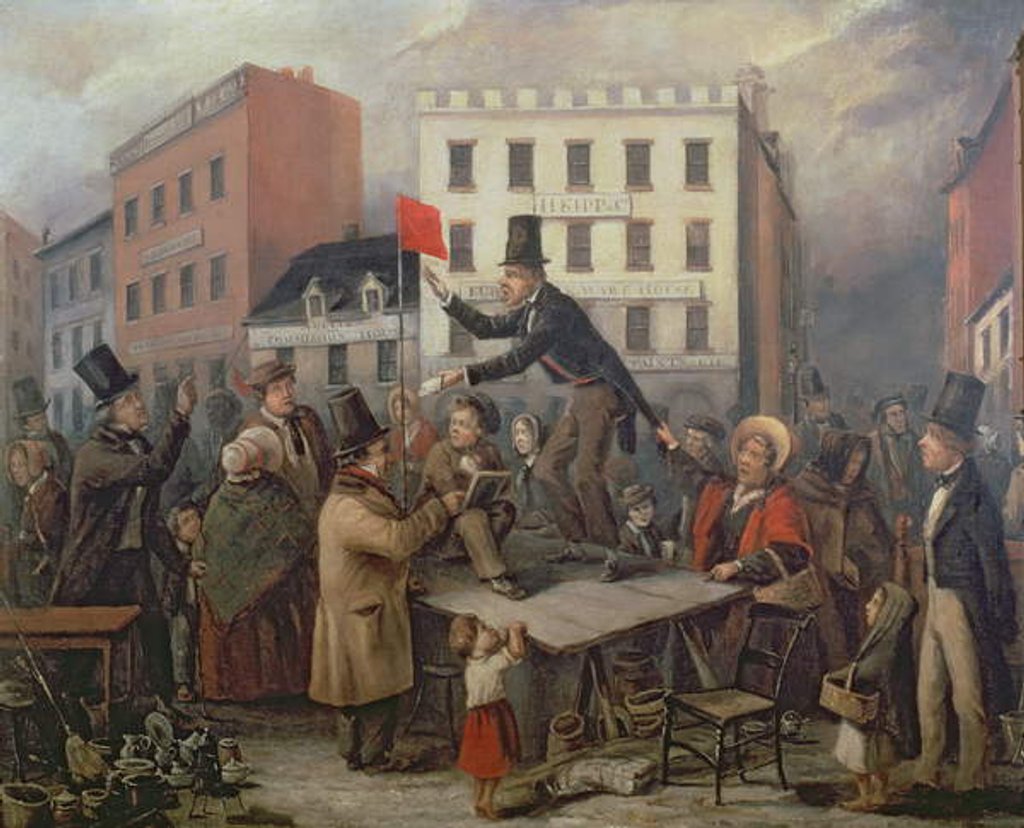 Detail of Auction in Chatam Street, New York, 1843 by E. Didier