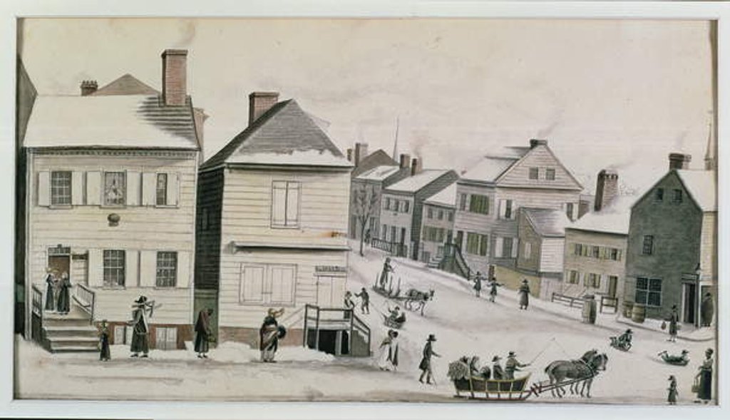 Detail of The Corner of Warren and Greenwich Street, 1809 by Anne Marguerite Hyde de Neuville