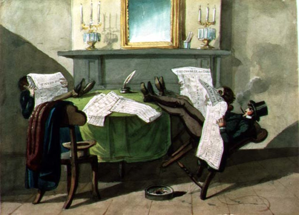 Detail of Astor House Reading Room, 1840 by Nicolino Calyo