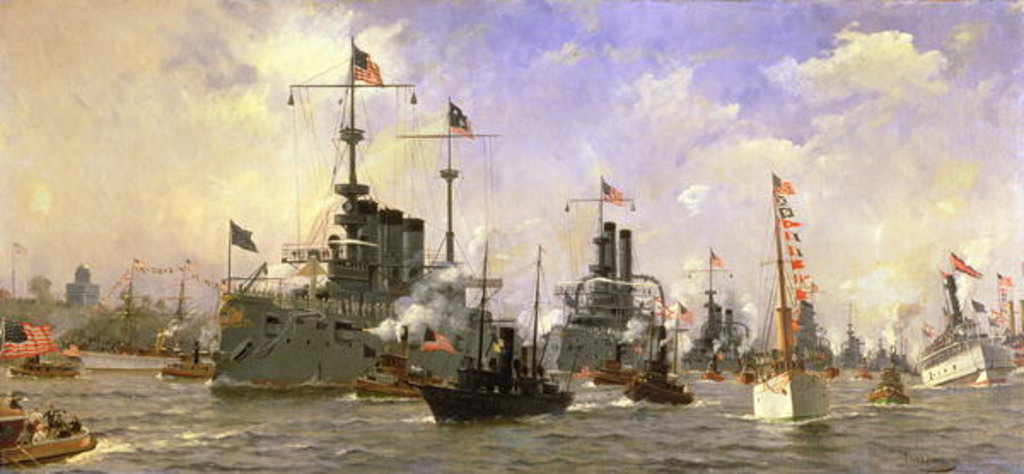 Detail of Naval Parade, held in honor of commander George Dewey 1898 by Fred Pansing