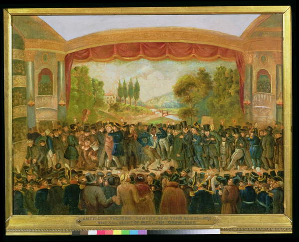 Detail of American theatre, Bowery, New York, depicting the 57th night of Mr T.D. Jim Crow Rice November 25th, 1833 by American School