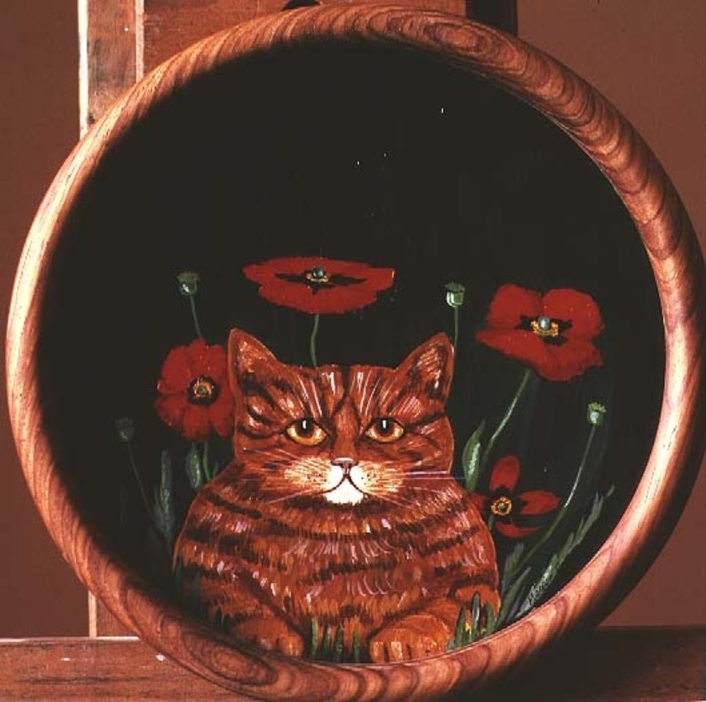 Detail of Cat and Poppies by Maggie Rowe