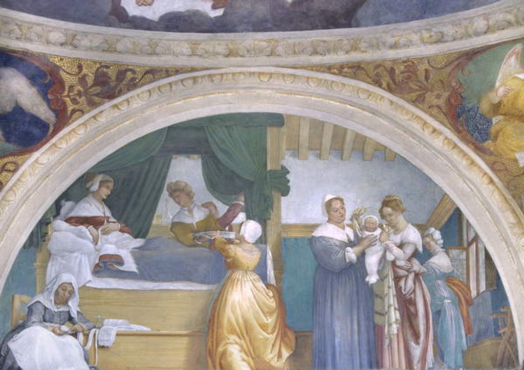 Detail of Nativity of the Virgin, lunette from the Lotto Chapel, 1525 by Lorenzo Lotto