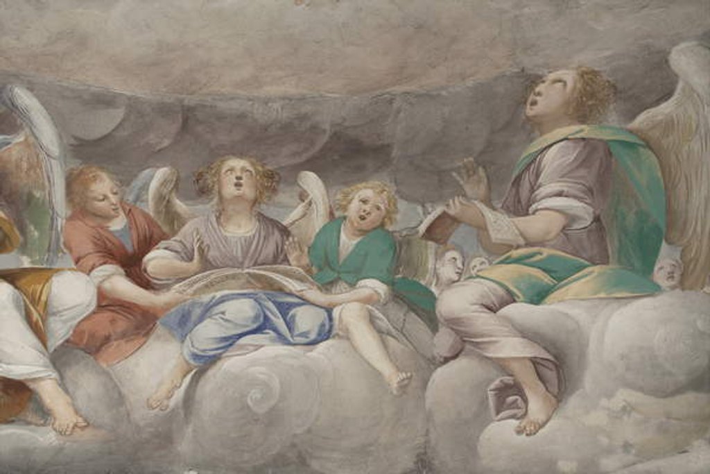 Detail of Angels, musician angels and puttos, detail of Paradise with eternal Father, c.1623-34 by Isidoro Bianchi