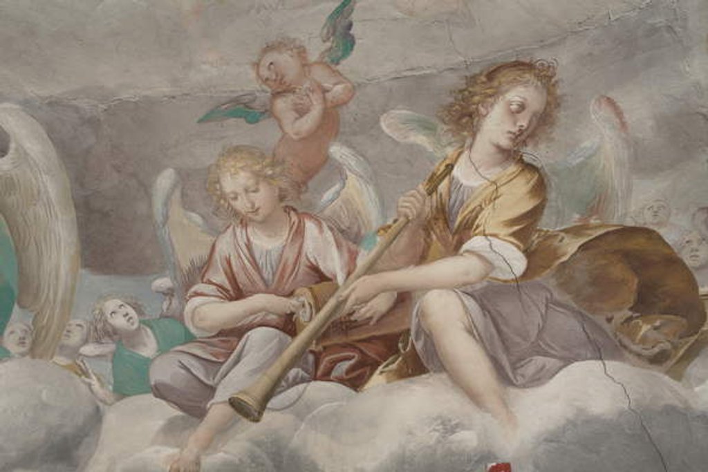 Detail of Angels, musician angels and puttos, detail of Paradise with eternal Father, c.1623-34 by Isidoro Bianchi