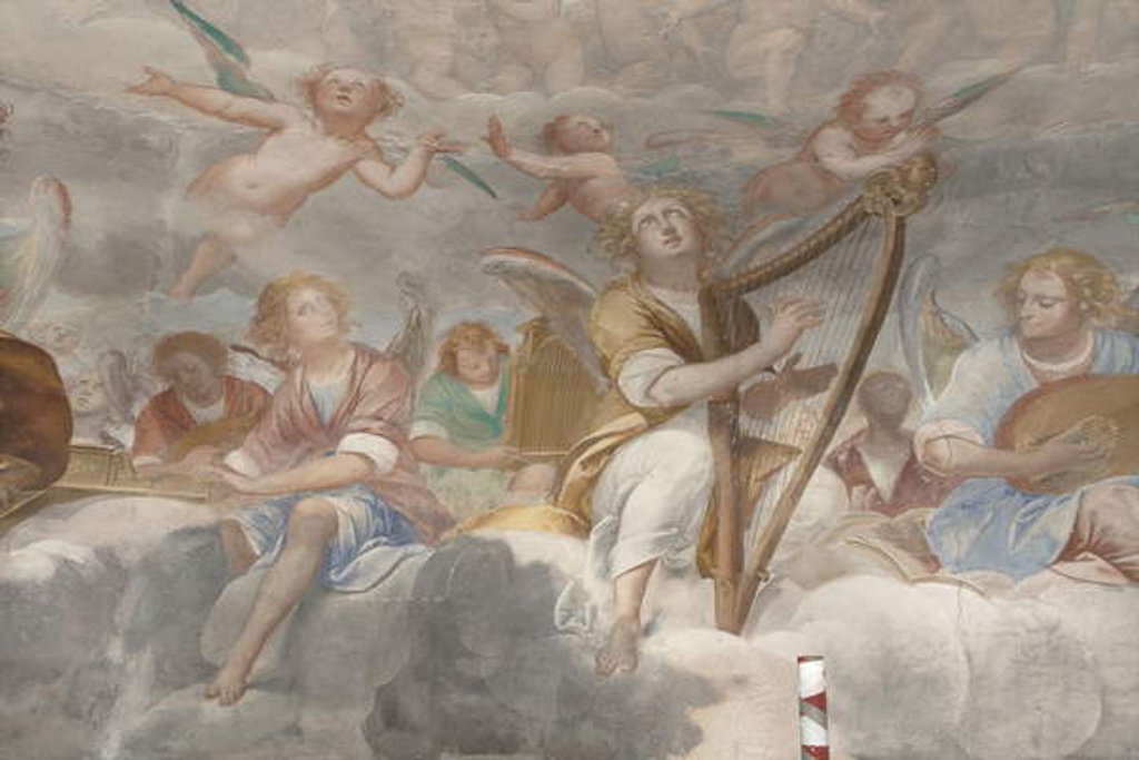 Detail of Angels, musician angels and puttos by Isidoro Bianchi