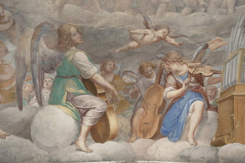 Detail of Angels, musician angels and puttos, detail of Paradise with eternal Father, c.1623-34 by Isidoro Bianchi